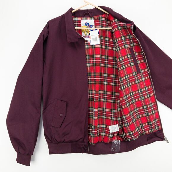 Harrington Windbreaker Jacket Flannel-Lined Burgundy Men’s XL Travel Layer - Picture 6 of 15